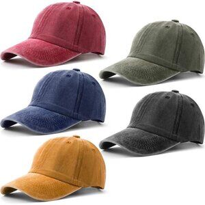 5 Pack Cotton Baseball Caps Unisex Vintage Adjustable Dad Hat Low Profile